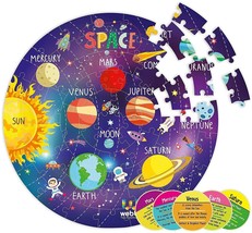Outer Space Solar System 60 Pieces Floor Puzzle with 4 Double Sided Flash cards - £27.23 GBP