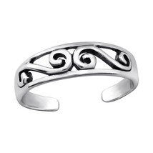 Patterned Oxidized 925 Sterling Silver Toe Ring - £12.48 GBP