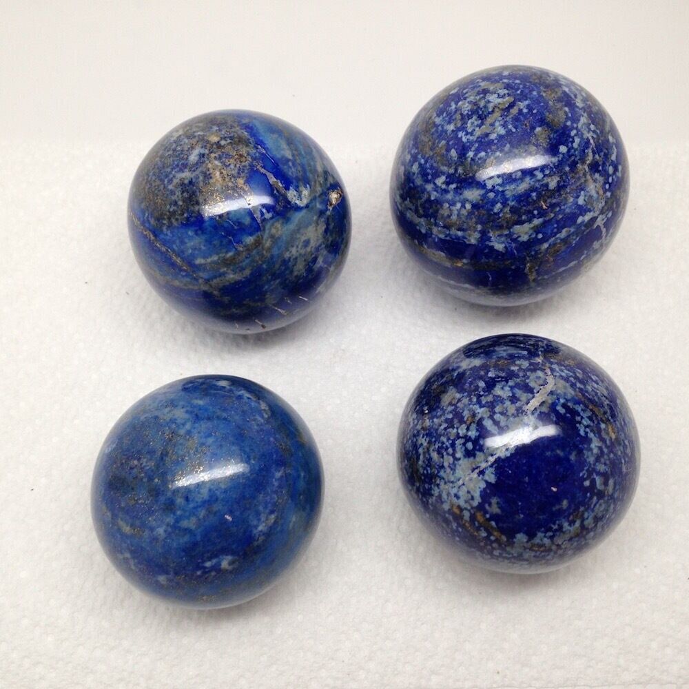 Primary image for 4pcs, 1070 Grams 100% Natural Lapis Lazuli Crystal Spheres Handmade @Afghanistan