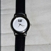 Unisex CAT Caterpillar Silver Tone Black Watch Genuine Leather Band - £57.15 GBP