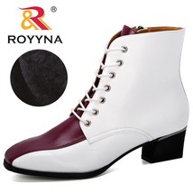 ROYYNA 2021 New Classics Style Mixed Color Ankle Boots Women Microfiber Woman Bo - £49.54 GBP