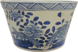 Planter Vase Flower Bird Basin White Blue Ceramic - £427.13 GBP