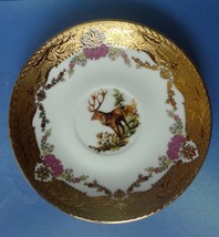 Old Angela Royal Design Handmade Fine Porcelain marked Saucer Deer Gold ... - $18.90