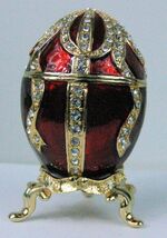 Russian Fabergé Red Egg Replica With Gold Lines And Gemstones E18-05-
sh... - $102.18