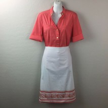 Anne Klein 89th &amp; Madison Coral White Short Sleeve Blouse Skirt Outfit 2pc - £39.32 GBP