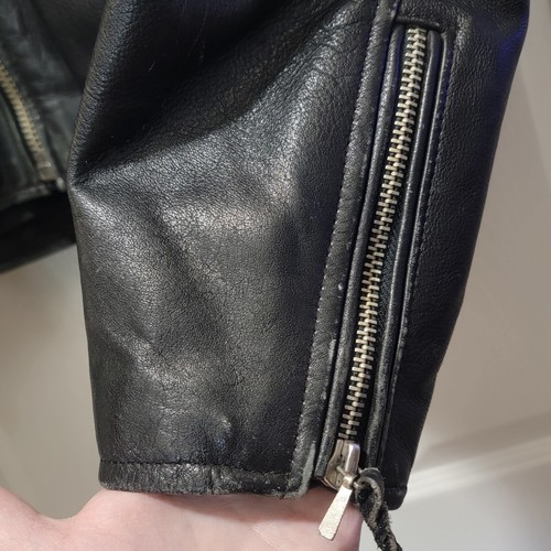 VTG 80s Harley Davidson Embossed V-Twin Super Glide II Black Leather Jacket XL Item image 11