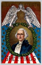 July 4th George Washington And Winged Woman In Armor Postcard N27 - £15.14 GBP