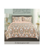Floral Bedspread Set   3-PC Full/Queen &amp; King Size Multicolor quilts - £55.34 GBP
