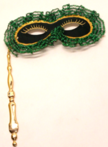 VTG Green Black Gold Italy Franco NY Masquerade Mardi Gras Mask - £10.38 GBP