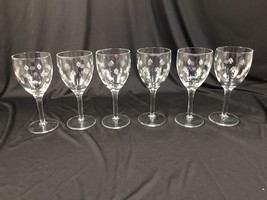 6 Vintage Elegant Etched Glass Wine Sherry Glasses Footed Stemmed 7.5&quot; Tall - £23.58 GBP