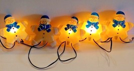 Snowman 6.5&quot; Blow Mold Christmas Lights 5 Figures String Lights Dual Sided - £25.54 GBP