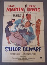 SAILOR BEWARE (1952) Dean Martin &amp; Jerry Lewis original one-sheet [27x41... - $44.00
