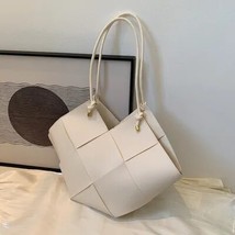  Design Woven Tote Bags for Women Casual Pu Solid  Bag Ladies Handbags Large Cap - £146.89 GBP