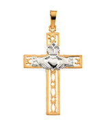 14K Two Tone Gold Claddagh Cross Pendant - $466.54 CAD