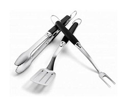 Weber Premium Stainless Steel Black Grill 3-Piece Tool Set, #6630 - £39.28 GBP