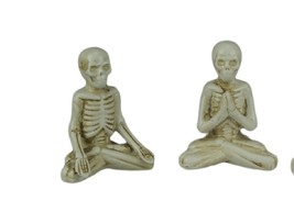 Scratch &amp; Dent Ceramic Zen Yoga Meditating Skeleton Figurines Set of 2 - £23.72 GBP