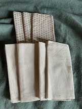 Lot of 7 Gold Lame Flecked or Snowflakes &amp; Cream Cloth Napkins for the Holidays  - £10.46 GBP