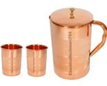 Pure Copper Water Pitcher Jug 1500ML 2 Silvertouch Drinking Tumbler Glas... - $40.91