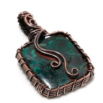 Malachite Gemstone Handmade Ethnic Copper Wire Wrap Pendant Jewelry 1.90&quot; SA 910 - £5.12 GBP