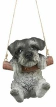 Lifelike Mini Schnauzer Puppy Macrame Branch Hanger 5.25&quot;Tall With Jute ... - $28.99