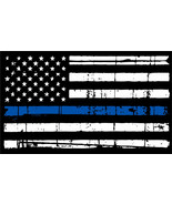 Thin Blue Line Flag Decal Distressed Tattered Flag Police Sticker Decal LEO - $3.47+