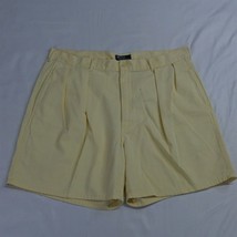 Vtg Polo Ralph Lauren 38 x 6&quot; Yellow Thighs Out USA Made Pleated Chino Shorts - £27.51 GBP
