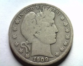 1909-S Barber Half Dollar Very Good+ Vg+ Nice Original Coin Bobs Coins Fast Ship - £27.65 GBP