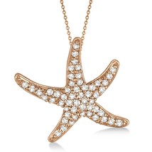 0.82CT Round Cut Simulated Diamond Starfish Pendant Chain 14K Rose Gold Plated - £56.56 GBP
