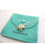 Tiffany &amp; Co Silver 18K Gold Signature X Necklace Pendant Gift Pouch Lov... - £291.62 GBP
