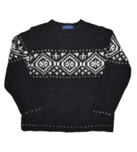 Karen Scott Sweater Womens M Black Wool Blend Nordic Crewneck Pullover F... - $23.07