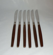 Ekco Eterna Canoe Muffin Wood Stainless Knives Set of 6 Vintage Flatware - £27.44 GBP