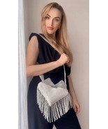 Heart-shaped bag made of elongated beads, with a long shoulder handle, a... - £71.94 GBP