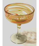 $10 Margarita Blown Glass Orange Amber Gold Swirl Art Mexico Clear Bar Y... - £5.08 GBP