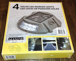 NEW-Manor House Deck/Driveway/Stairway LED Solar Marker Lights - Set of 4 - £55.12 GBP