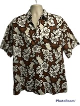 Kai Nani Vintage Mens Brown Reverse Print Floral Hawaiian Aloha Shirt XL USA - £23.84 GBP