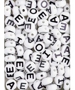 The Beadery Vowel Beads 10mm-White With Black Lettering 69SV073B - €11,21 EUR