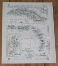 1921 Map Of West Indies Cuba Belize Puerto Rico Montreal Quebec Niagara Falls - £22.29 GBP