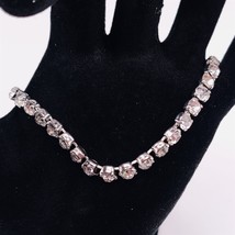 Vintage Rinestone Tennis Bracelet Silver Womens Estate Jewelry  - £6.36 GBP