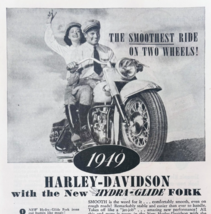 1949 Harley Davidson Motorcycle Advertisement Hydra Glide Fork Vintage F... - $29.41 CAD