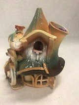 Vintage hand crafted pottery candle holder tea lights house mushroom garden - £23.53 GBP