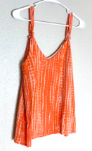 Peyton JEnsen Womens Sz M Tank Top Shirt Lined Orange White Lined - £9.62 GBP