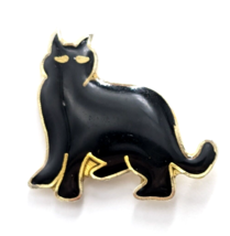 VTG Black Cat Animal Halloween Gold Tone Enamel Pin 1987 AGB Atlanta Taiwan - £7.69 GBP