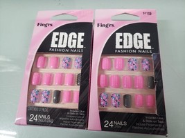 Fing&#39;rs Edge Fashion Nails Short, 24 Nails - 31115-NO GLUE!!!!!!!-LOT OF 2--N47 - £9.72 GBP
