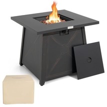 50,000 BTU Black Steel Square Portable LP Gas Propane Fire Pit Table - $393.49
