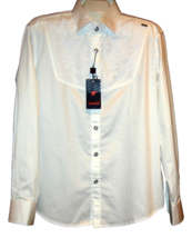 Mondo White Lace Jabot Cotton Fancywork Men&#39;s Slim Fit Dress Shirt Size 2XL - £89.44 GBP