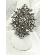 White CZs Marquise Cut Silver Tone Ring Adjustable Size 8 - $299.76 MXN