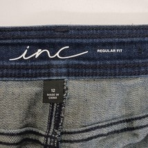 INC International Concepts Women's 12 Blue Cotton Blend Frayed Trim Denim Skirt image 3