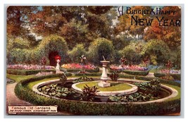 Round Garden Gunnersbury Park London UK Happy New Year Raphael Tuck Postcard W19 - £3.58 GBP