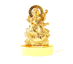 Idol Saraswati Statue Antique Idol Plaqué Or énergisé - $9.44