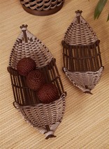 Oval Bamboo Rattan Baskets Set of 2 Large 28" and 24" Long Serving Trays Display image 2